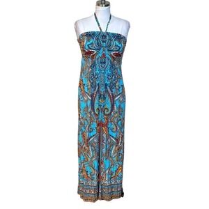 INC International Concepts Maxi Dress Halter Paisley Print Casual M